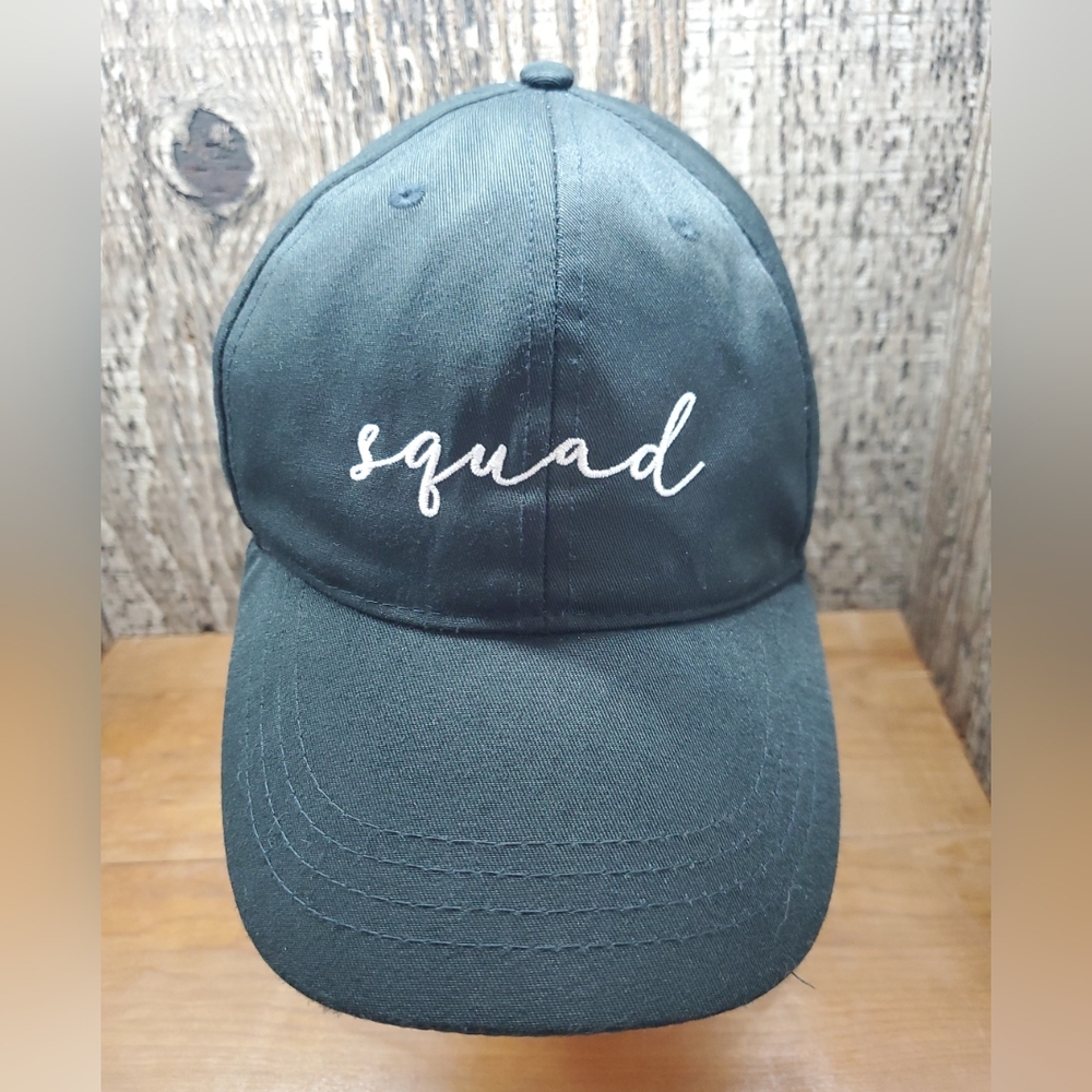 Squad Baseball Hat Black Cap  Adjustable Adult One Size Embroidered Unisex